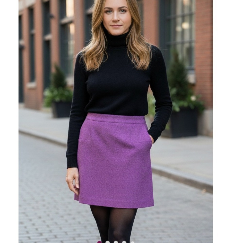 J.‎ Crew Purple Skirt Mini Above Knee Career Business Office Casual 6 Flaw